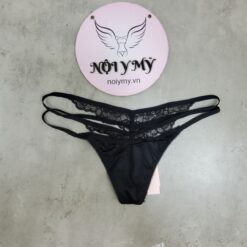 Quần lót Victoria Secret lọt khe dây thun lạnh phối ren màu đen 433424qb4