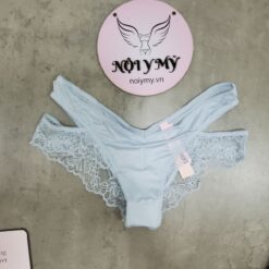 Quần lót Victoria Secret nửa mông thun lạnh phối ren màu xanh biển 433431qg2