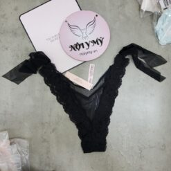 Quần lót Victoria Secret nửa mông ren lưng cao 2 bên nơ màu đen 434435qb4 (Sao chép)