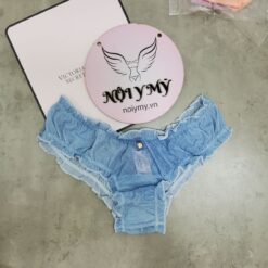 Quần lót Victoria Secret nửa mông ren lưới xanh denim 435279qaf