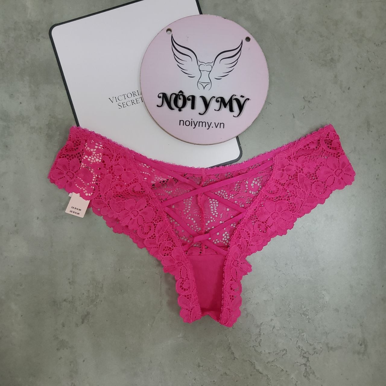 Quần lót Victoria Secret nửa mông hở mông ren màu hồng 435306qax